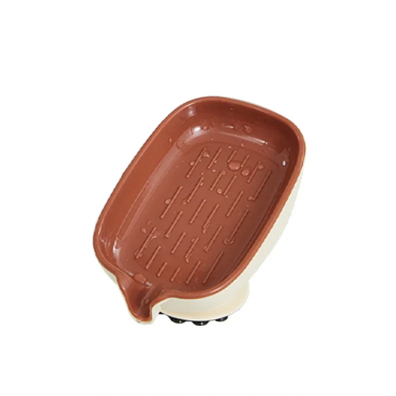 support savon moderne gris motifs dentelé adhésif salle bains marron motifs verticaux beige horizontaux