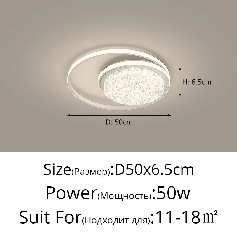 plafonnier led rond moderne cristaux blanc noir marron lampe intérieur élégante