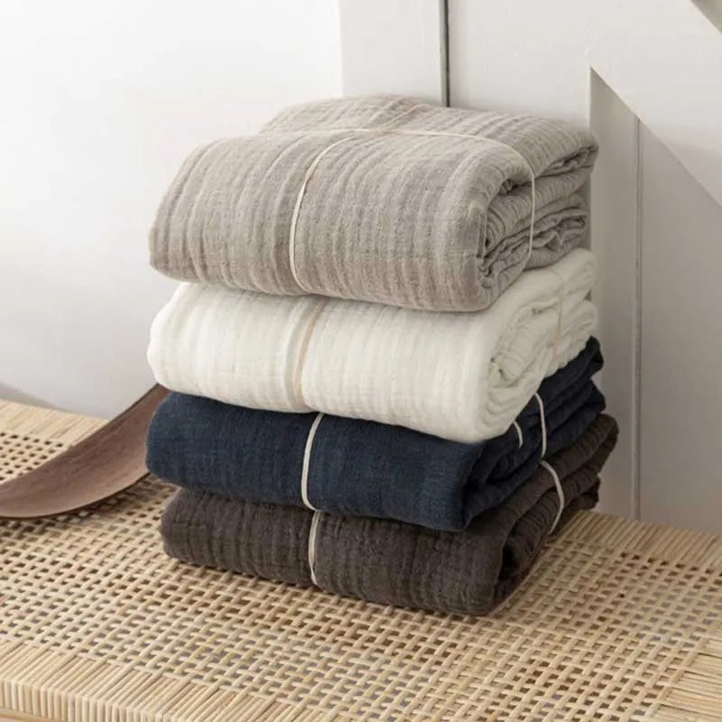 couverture coton japonais solide blanc pliures rustique été portable ignifuge voyage maison