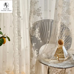 rideau blanc dentelle broderie florale classique transparent fenêtre salon chambre moderne maison