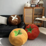 coussin décoratif forme champignon tomate tissu peluche anti décubitus lavable moderne rouges jaunes marrons