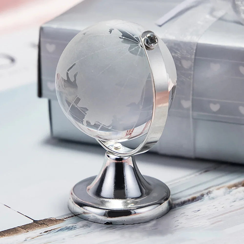 globe terrestre transparent relief gravé support métallique doré argenté élégant décoration pedagogique enfants collection