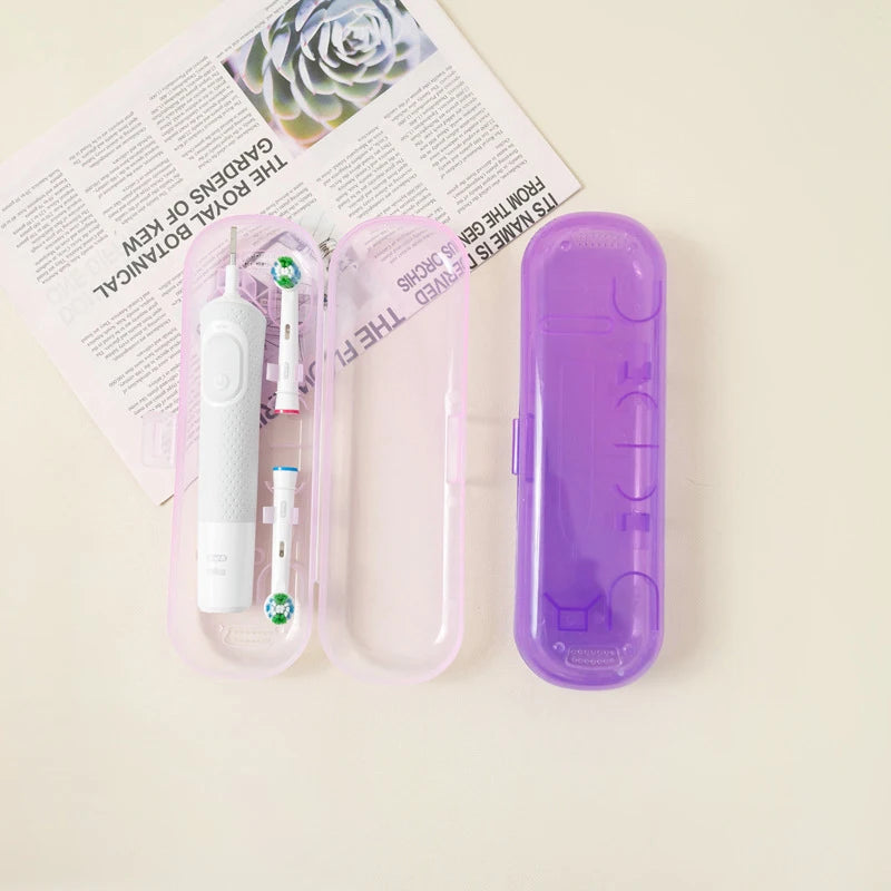 étui rangement brosse dents électrique blanc violet moderne portable pratique