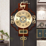 horloge murale décoration asiatique motif géométrique cadran analogique éléments décoratifs métal doré chambre salon