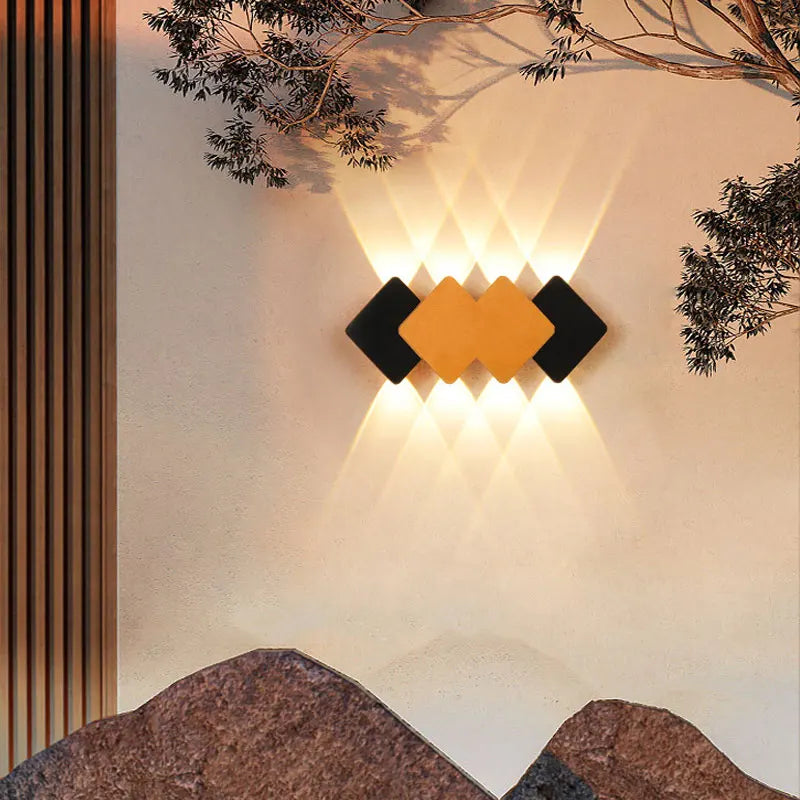 applique murale moderne noir orange géométrique led ip65 minimaliste
