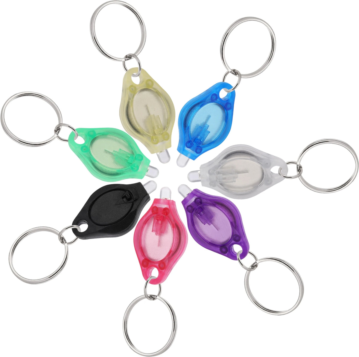 porte cles lumineux led portable petit porte clefs lampe torche miniature transparent anneau metal