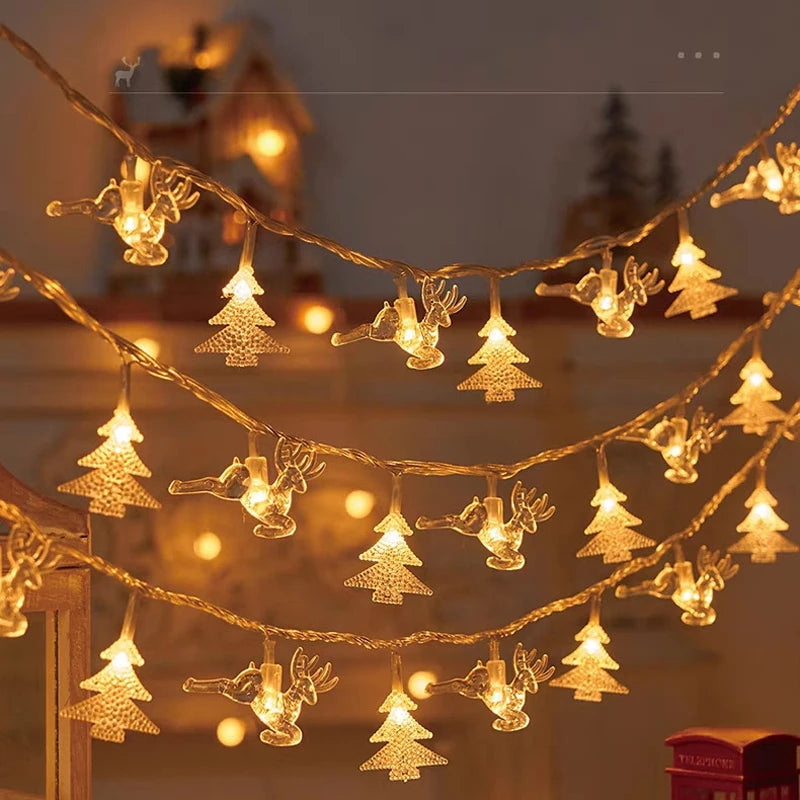 guirlande lumineuse noël étoiles flocons neige rennes ange blanc doré festive clips