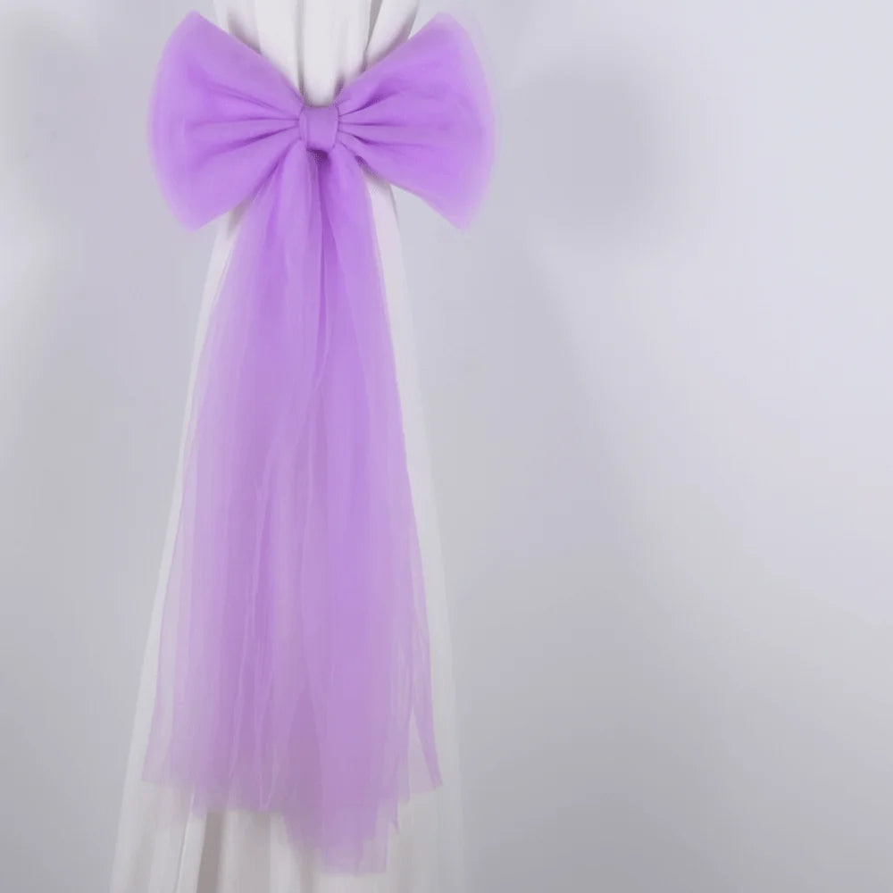attaches rideau tulle texturé rubans décoratifs girly festif blanc violet orange bleu marine rose
