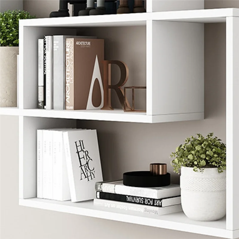 étagère murale modulaire blanc noir moderne fixations invisibles décorative livres objets tridimensionnelle contemporain