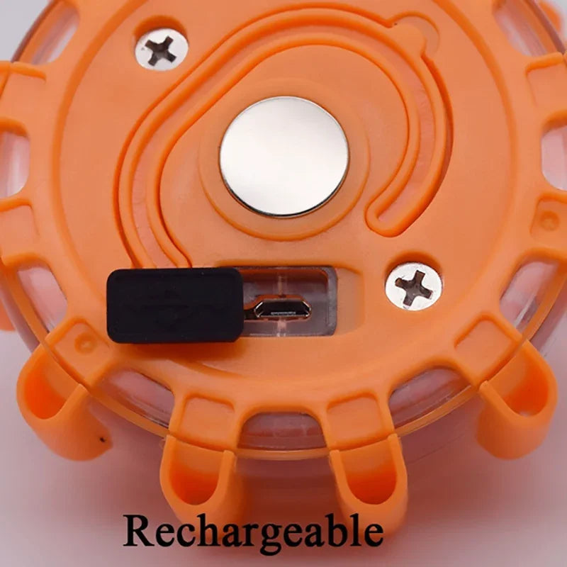 lampe sécurité orange clignotante led batterie rechargeable crochet urgence signalisation route