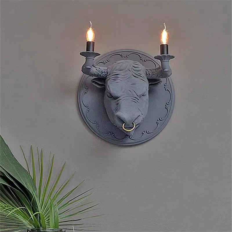 applique murale art deco sculpture animal ampoules led noir blanc vintage chambre salon étude
