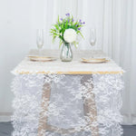 nappe table broderie florale dentelle noir blanc élégante réutilisable mariage fêteextérieurhôtel