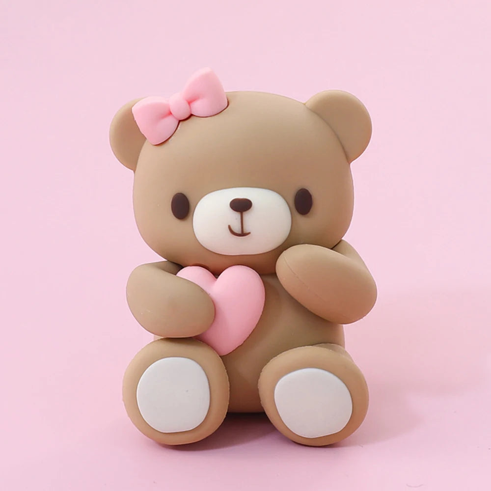 figurines nounours mignons lettres baby coeurs rubans decoration enfantine anniversaire rose blanc opaques