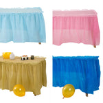 jupe table imperméable bleu clair rose bleu translucide plissée festive adhésive ruban adhésif