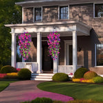 guirlande suspendue fleurs artificielles violet rose moderne décoration maison extérieure crochets 75cm