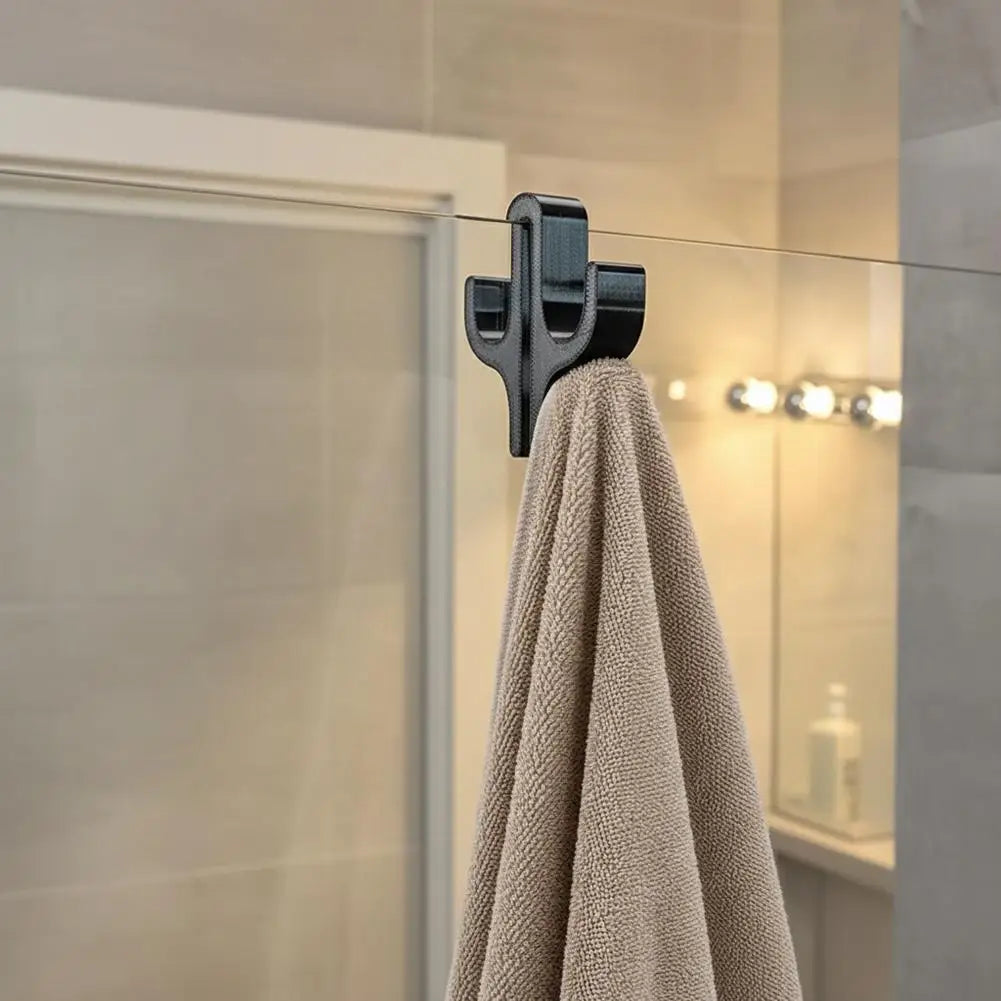 porte serviettes mural cactus noir clips moderne salle bain ABS