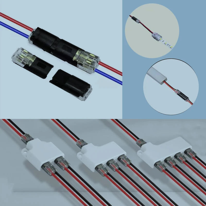 connecteur câble sans soudure blanc clips fonctionnel voies led strip basse tension 6a max