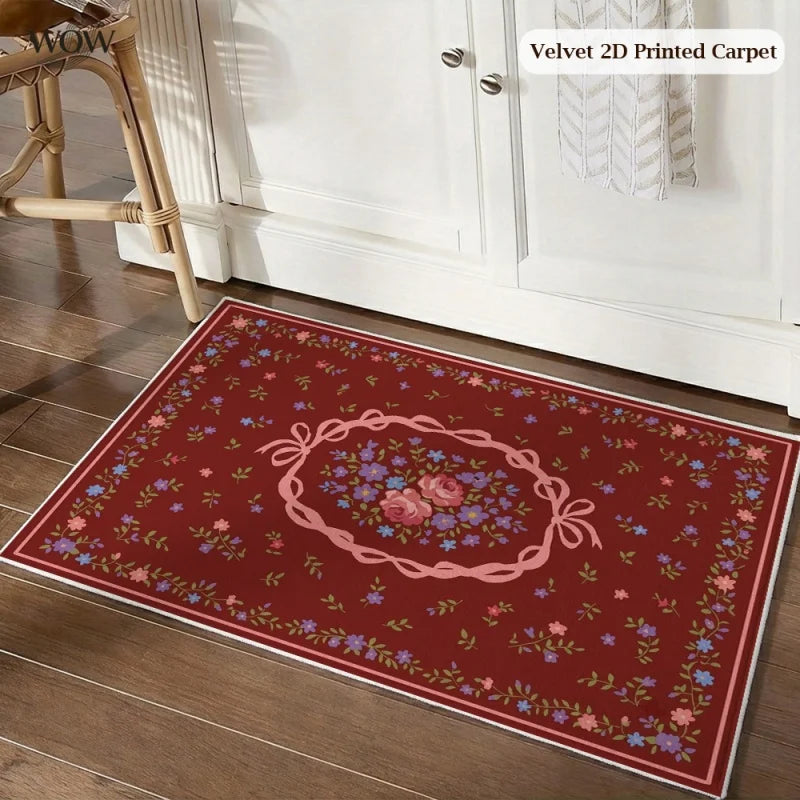 tapis mandala fleurs ethnique polyestere antibacterien antidrapant extérieur salon bleu rouge vert gris moderne