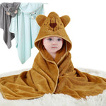 serviette bébé capuche animaux motifs doux microfibre brodés marron bleu gris rose verte