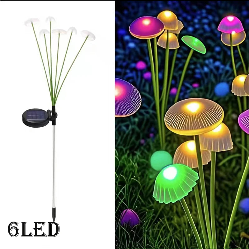 lampe solaire extérieure champignon vert blanc moderne decoration patio jardin led autoinstallation ip65 abs