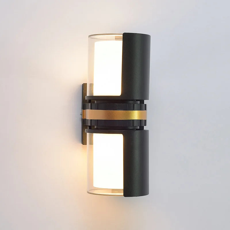 applique murale moderne led étanche noir doré 12w ip65 aluminium