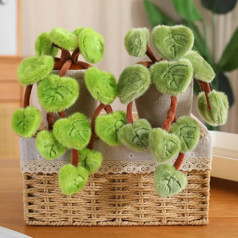 plante peluche pothos feuilles coeurs vert clair decoration intérieure tissu doux pot tissu beige
