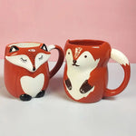 tasse céramique porcelaine renard dessin animé orange blanc noir poignée respectueux environnement