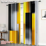 rideau moderne polyester noir gris jaune rayures horizontales abstraits translucide chambre salon