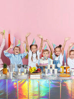 assiettes papier holographiques serviettes festives arc ciel anniversaire mariage noël fêtes enfants avril chinois