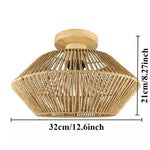 lampe suspendue moderne rustique tissée bambou naturel cadre métallique noir cuisine chambre coucher salle