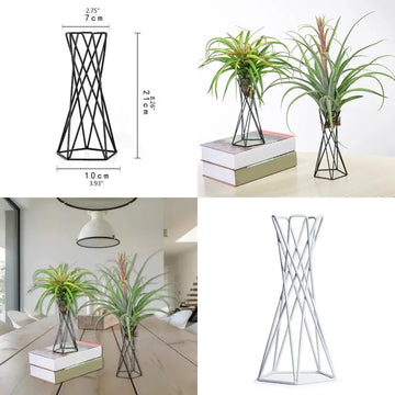 support plante métal géométrique moderne noir élégant intérieur décoration durable robuste unique subtiles