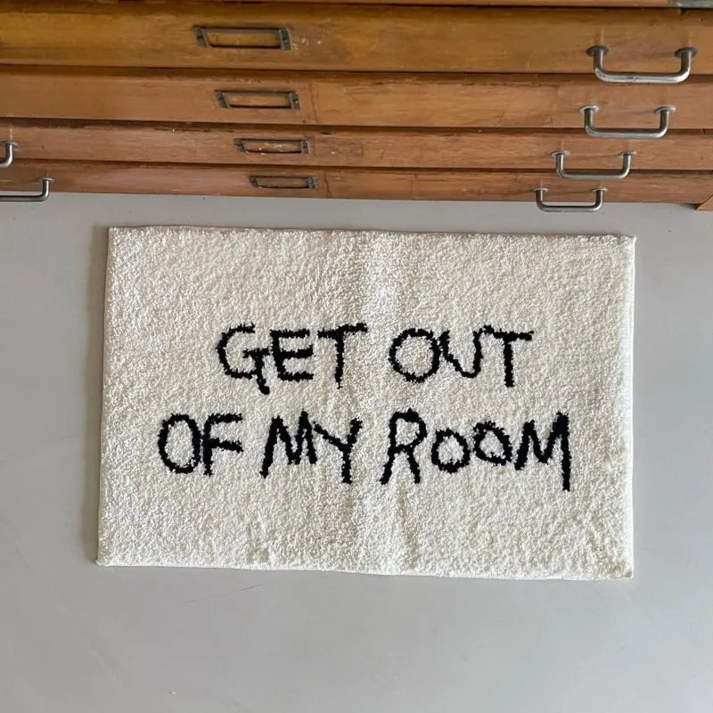 tapis moderne blanc lettres noires antidérapant résistant saleté polyester haute qualité sol chambre coucher