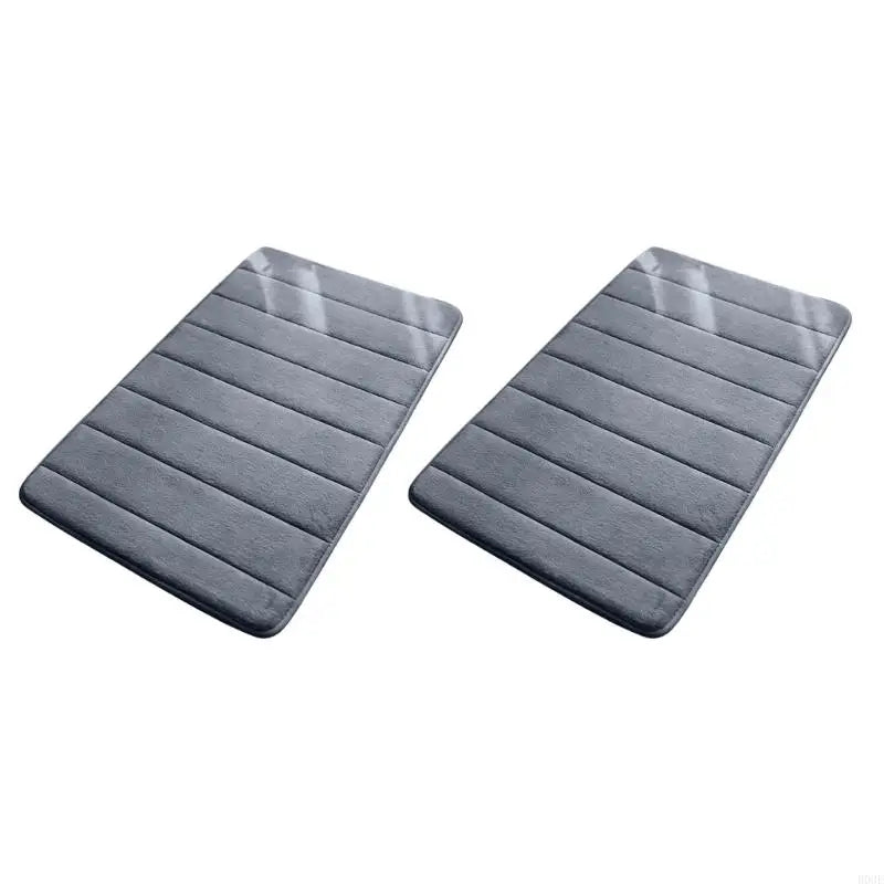 tapis bain mousse mémoire forme doux confortable antidérapant rapide séchage gris rayures moderne