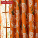 rideaux fleur tulipe orange classique salon polyester moderne floral