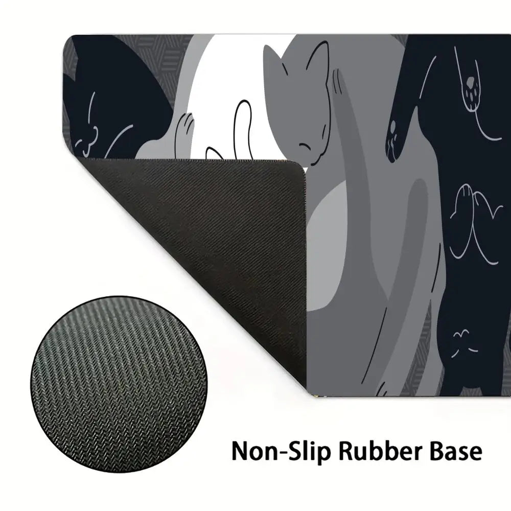 tapis souris caoutchouc noir chats endormis motif moderne minimaliste antiderapant gaming