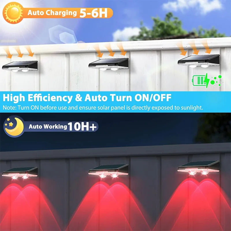 lumières solaires led noires ip65 moderne auto allumage extérieures patio décoration jardin adhésif