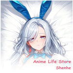 coussin dessin animé shenhe double face polyester peachskin bleu blanc rose zipperléauté d'oreiller otaku