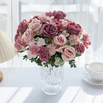 bouquet fleurs artificielles violet rose blanc classique intérieur décoration maison événement anniversaire mariage