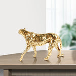 statue décorative léopard or taches texturée résine animalier maison festivescrição