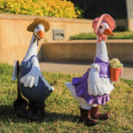statue canard résine jardin décoration animaux plumes vêtements chapeau bottes salopette festiveextérieur rustic