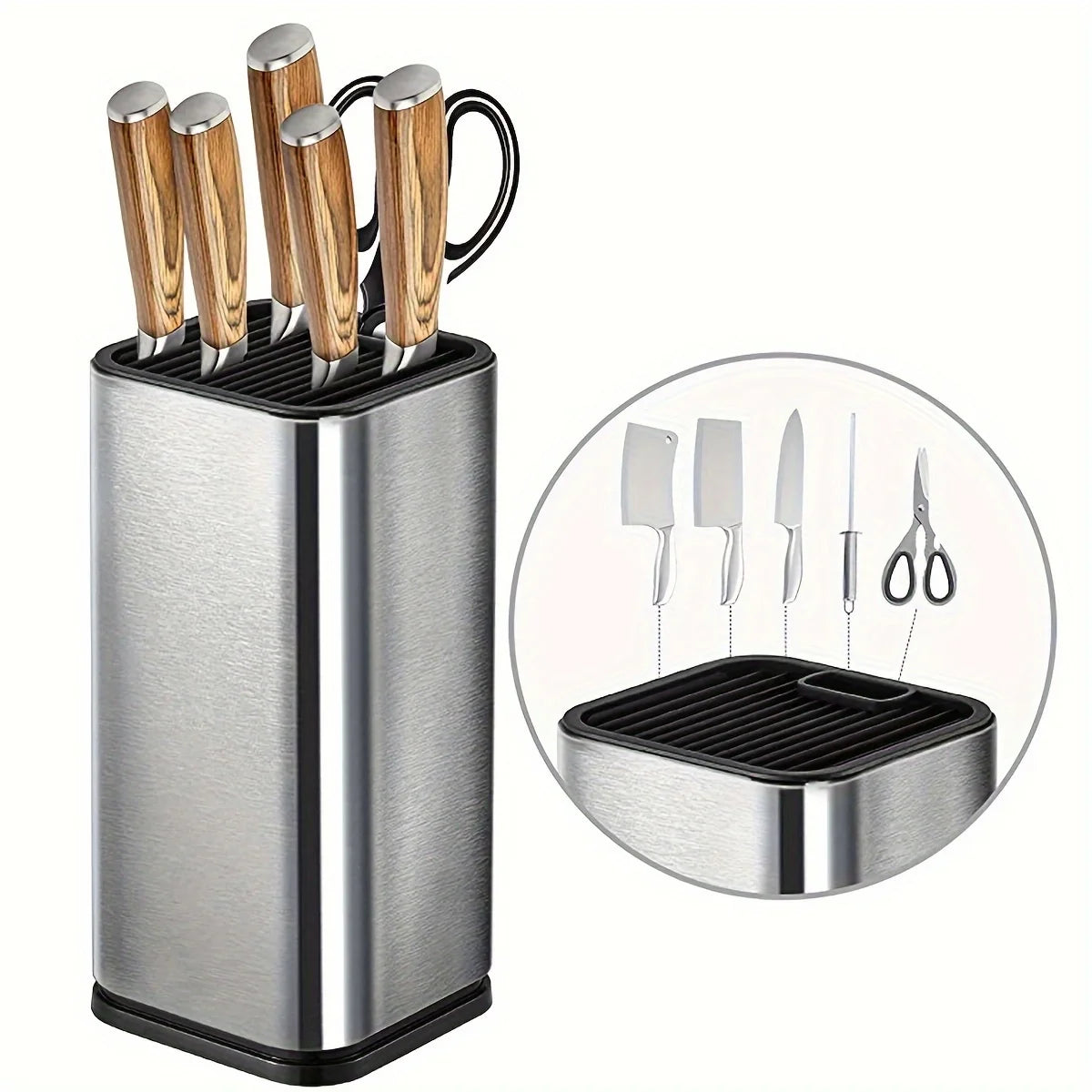 ensemble couteaux cuisine poignées bois naturel acier inoxydable respectueux environnement moderne fonctionnel couteau chef