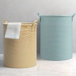 panier linge vert rayures horizontales pliable poignée annaux métalliques moderne sans bpa pvc