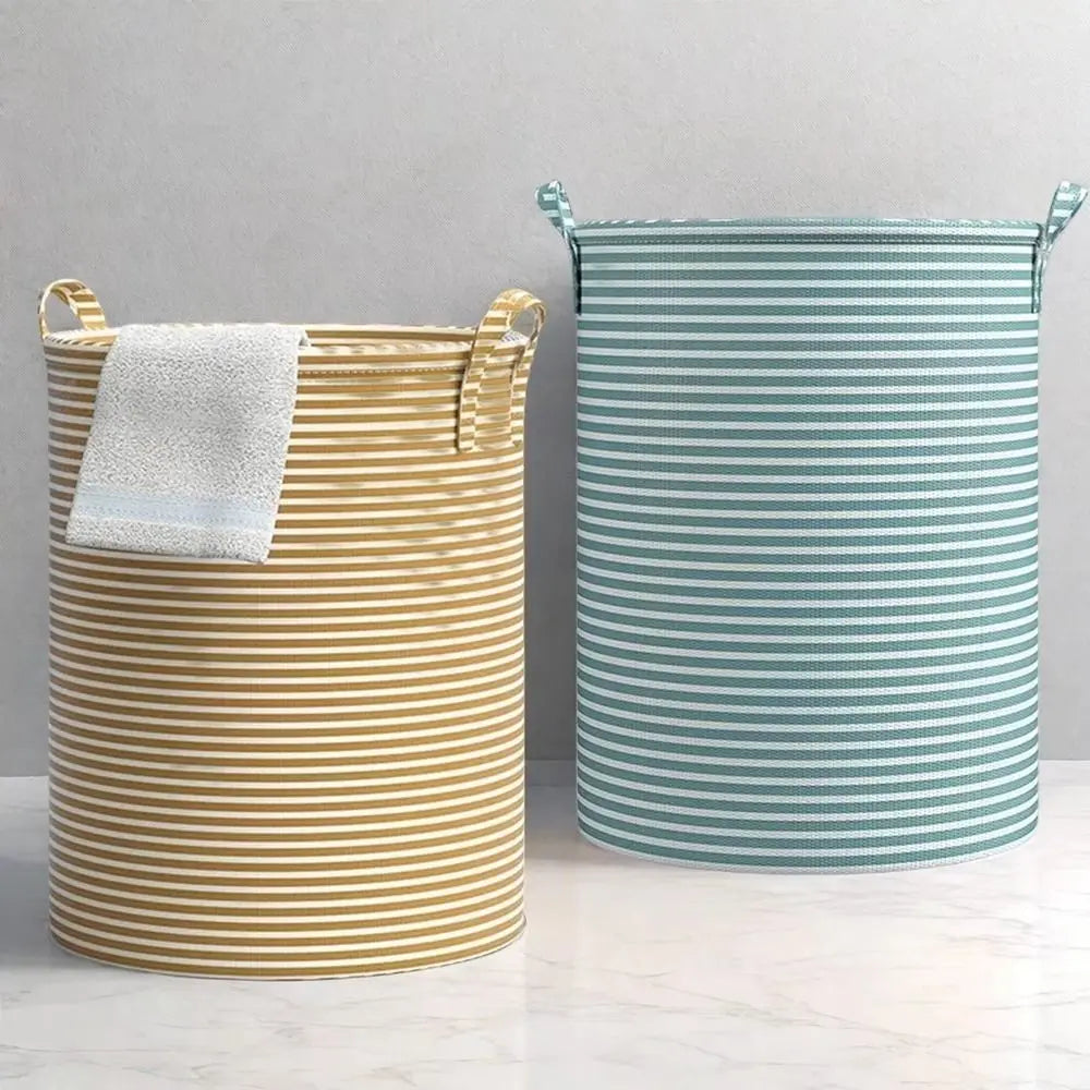 panier linge vert rayures horizontales pliable poignée annaux métalliques moderne sans bpa pvc