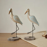 statue oiseau marin bleu clair bois vieilli rustique décoration intérieure ornement unique chambre