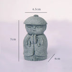 statuette bouddha jizo résine gris clair minimaliste moderne décoration jardin sans motif opaque