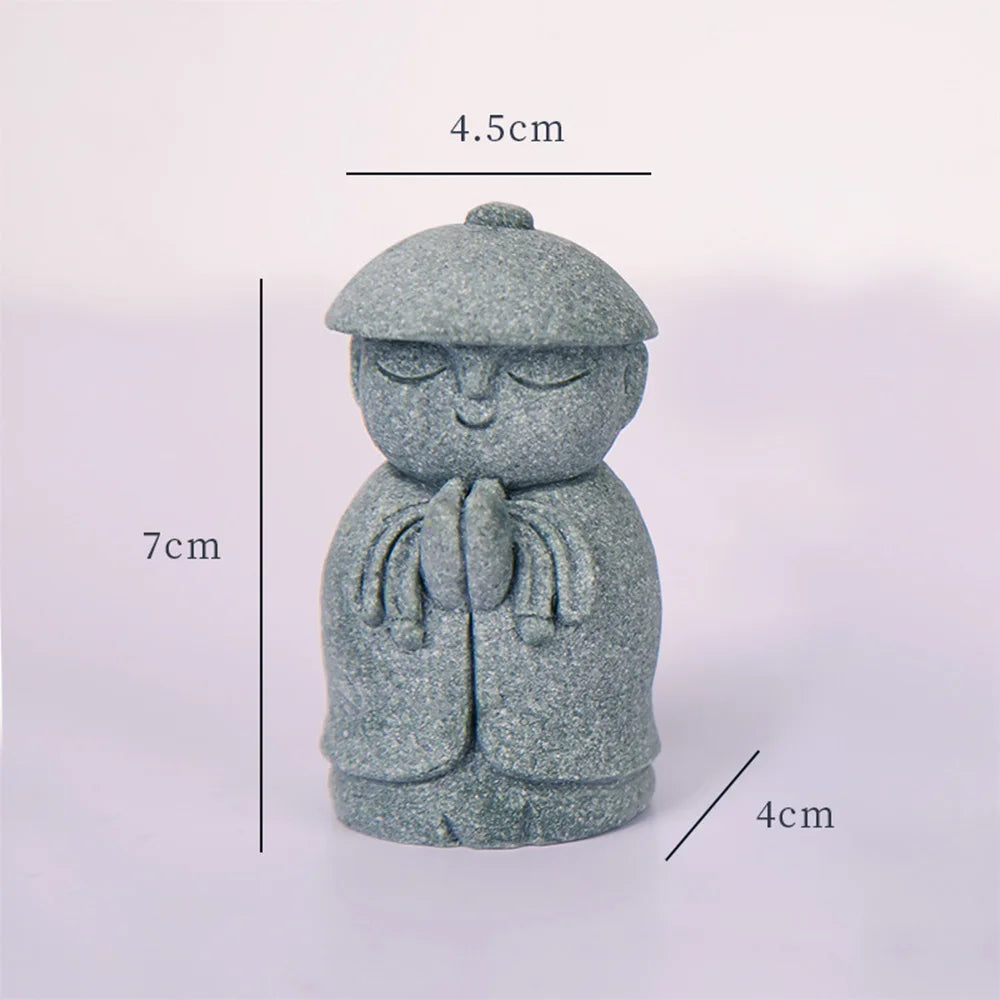 statuette bouddha jizo résine gris clair minimaliste moderne décoration jardin sans motif opaque