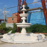 fontaine d'eau marbre noire blanche ornements floraux classique baroque jardinextérieur decoration handcarved polishedsurface