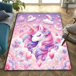 Tapis licorne arc-en-ciel pour chambre d'enfant sur sol clair