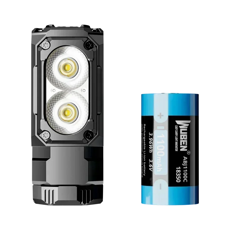 lampe frontale led 1800 lumens noir texturée moderne clip batterie aaa adaptateur