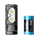 lampe frontale led 1800 lumens noir texturée moderne clip batterie aaa adaptateur
